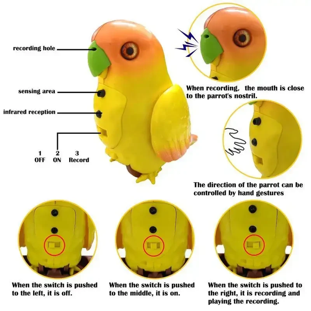 Интерактивный попугай Funny Parrot для речевых навыков TT8005 Желтый(TT8005YELL-AV) - изображение 3