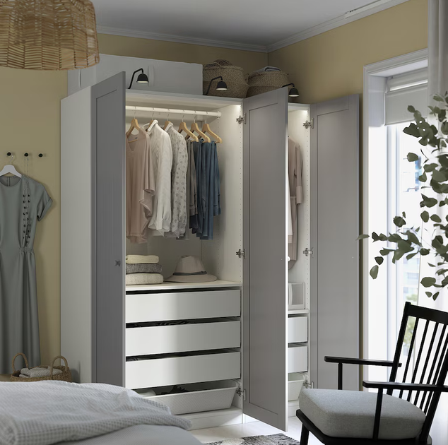 Шафа PAX 150x60x201 см IKEA 695.638.13 сірий/білий - зображення 3