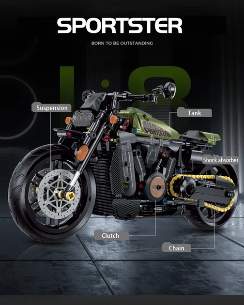 Дитячий конструктор Мотоцикл Harley Davidson 586 деталей Technic - зображення 3