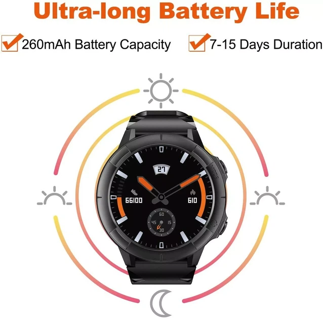 Смарт-часы 1.3" Vigorun YG-SW01 / GPS / Wi-Fi / Bluetooth / Влагозащита 5 АТМ / Быстрая зарядка / Black Б/В - изображение 5
