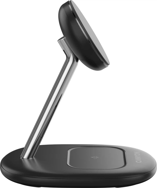 Ładowarka bezprzewodowa Canyon WCS-205 15 W Qi2 2-w-1 + zasilacz i kabel USB-C 1 m Black (CNS-WCS205B) - obraz 5
