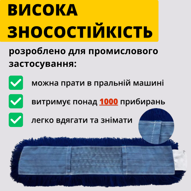 Моп акриловый плоский с карманами 80 см моп для швабры Сменные тряпки для швабры для сухой уборки синий - Фото 5 Моп акриловый плоский с карманами 80 см моп для швабры Сменные тряпки для швабры для сухой уборки синий - изображение 5