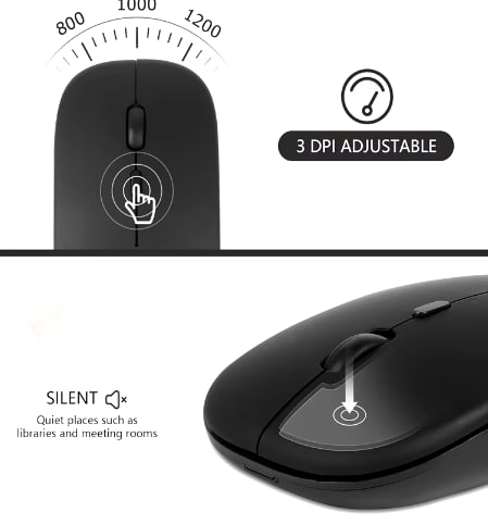 Мышка беспроводная с аккумулятором Bluetooth + 2.4 GHz 1600DPI Izumi Type-C Black - Фото 2 Мышка беспроводная с аккумулятором Bluetooth + 2.4 GHz 1600DPI Izumi Type-C Black - изображение 2