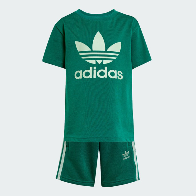 Дитячий літній комплект (футболка + шорти) Adidas Short Tee Set JC9159 98-104 см Зелений/Білий/Сріблястий (4067902619620) - зображення 6