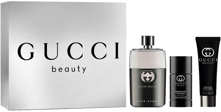 Zestaw męski Gucci Guilty Pour Homme Woda toaletowa 90 ml + Dezodorant w sztyfcie 75 ml + Żel pod prysznic 50 ml (3616305447715) - obraz 1