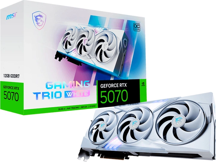 Karta graficzna MSI PCI-Ex GeForce RTX 5070 Gaming Trio OC White 12GB GDDR7 (192bit) (2625/28000) (HDMI, 3 x DisplayPort) (RTX 5070 12G GAMING TRIO OC WHITE) - obraz 7