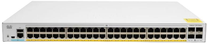 Комутатор CiscoCatalyst 1000 48x 10/100/1000 Ethernet PoE+ and 370W PoE budget ports, 4x 1G SFP uplinks (C1000-48P-4G-L) - зображення 1