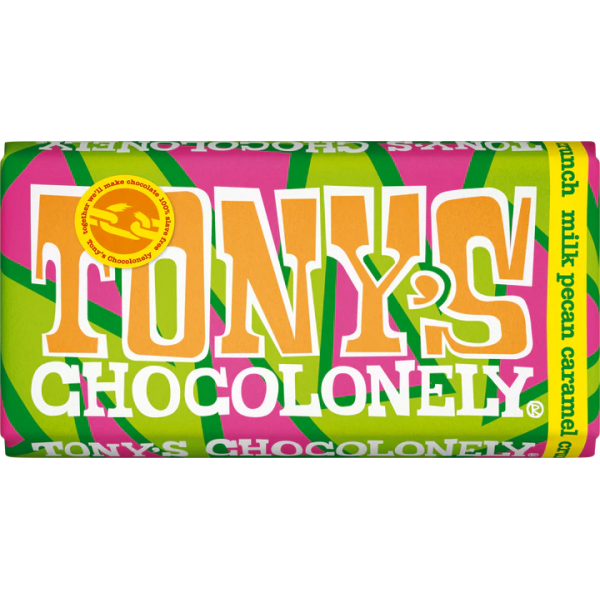 Шоколад Молочный Tony's Chocolonely 32% MILK CHOCOLATE - PECAN CARAMEL CRUNCH 180g - Фото 1 Шоколад Молочный Tony's Chocolonely 32% MILK CHOCOLATE - PECAN CARAMEL CRUNCH 180g - изображение 1