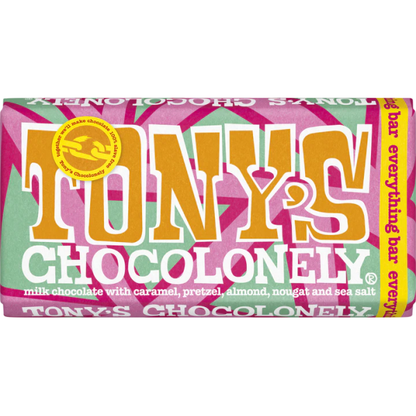 Шоколад Молочний Tony's Chocolonely Everything Bar 180g - Фото 1 Шоколад Молочний Tony's Chocolonely Everything Bar 180g - зображення 1
