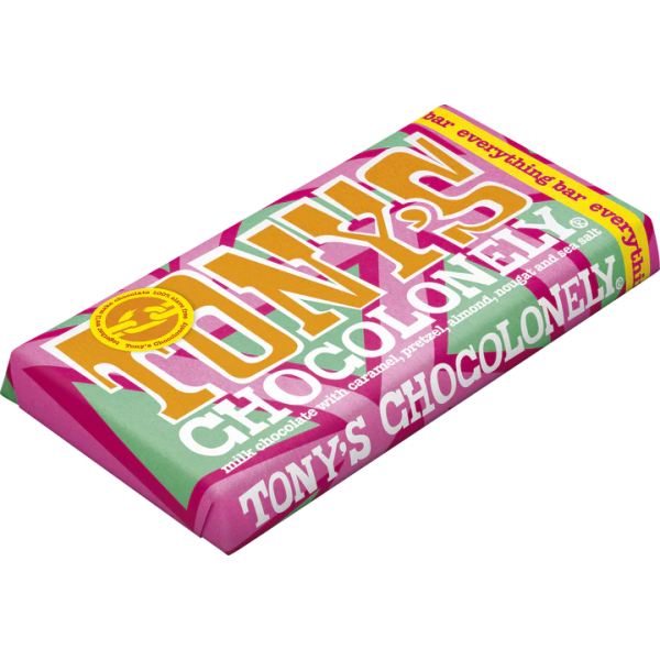 Шоколад Молочний Tony's Chocolonely Everything Bar 180g - Фото 3 Шоколад Молочний Tony's Chocolonely Everything Bar 180g - зображення 3