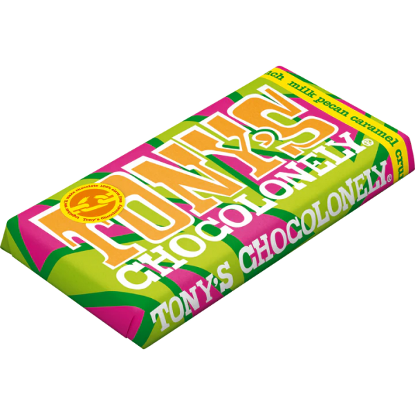 Шоколад Молочный Tony's Chocolonely 32% MILK CHOCOLATE - PECAN CARAMEL CRUNCH 180g - Фото 4 Шоколад Молочный Tony's Chocolonely 32% MILK CHOCOLATE - PECAN CARAMEL CRUNCH 180g - изображение 4