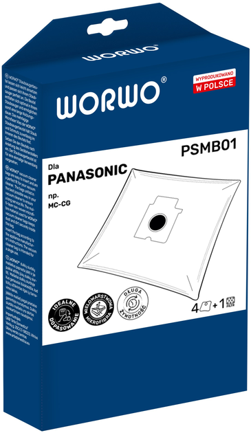 Zestaw worków do odkurzacza Panasonic C-2E Worwo PSMB01 /KPL4 (PSMB01) - obraz 2