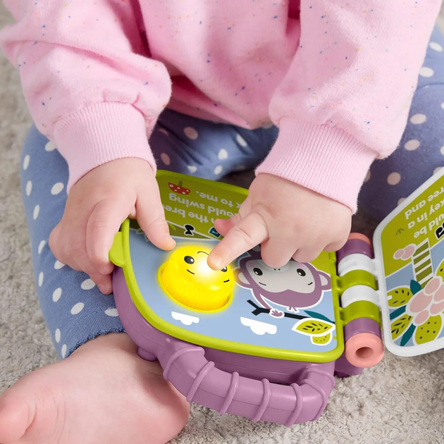 Музична книга для дітей Fisher-Price Фіолетова Мавпочка JFN06 (версія італійська)(0194735301805) - зображення 4