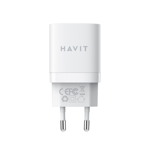 Зарядний пристрій мережевий USB/Type-C 30W білий Havit HV-UC30 White - зображення 2