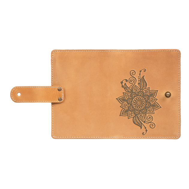 Кожаное портмоне для паспорта / ID документов HiArt PB-02/1-S18-0935-T006 Shabby Honey "Mehendi Classic" - изображение 3