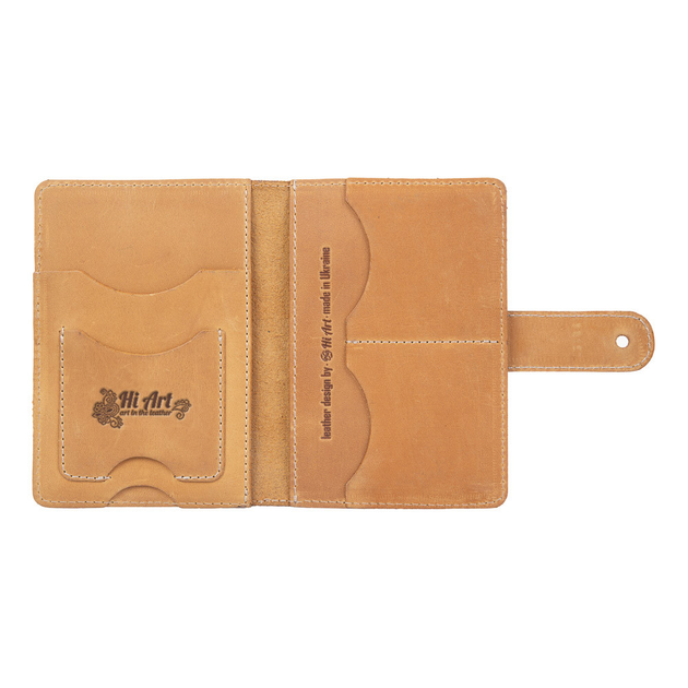 Кожаное портмоне для паспорта / ID документов HiArt PB-02/1-S18-0935-T006 Shabby Honey "Mehendi Classic" - изображение 4