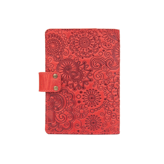 Шкіряний портмоне для паспорта / ID документів HiArt PB-02/1-S18-1440-T005 Shabby Red Berry "Mehendi Art" - зображення 2