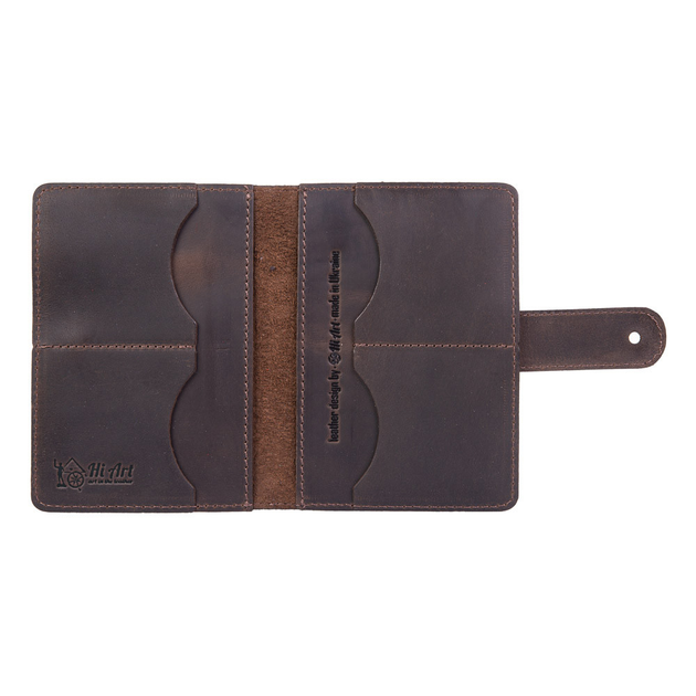Шкіряний портмоне для паспорта / ID документів HiArt PB-03S/1-S19-1106-T002 Shabby Gavana Brown "7 wonders of the world" - зображення 4