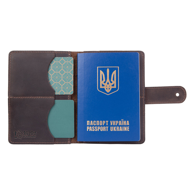 Шкіряний портмоне для паспорта / ID документів HiArt PB-03S/1-S19-1106-T002 Shabby Gavana Brown "7 wonders of the world" - зображення 5