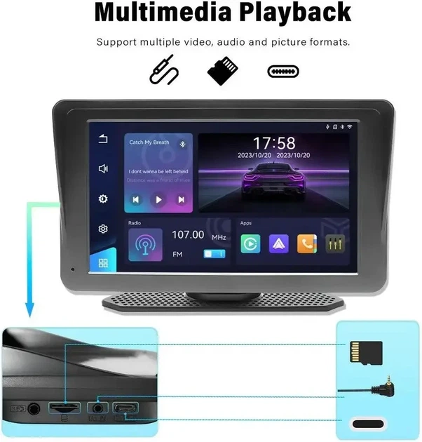 Автомобильный сенсорный монитор Carplay 701W с дисплеем 7 дюймов - Фото 5 Автомобильный сенсорный монитор Carplay 701W с дисплеем 7 дюймов - изображение 5