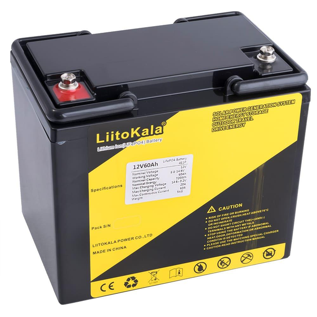 Акумуляторна батарея для ДБЖ Liitokala LiFePo4 LiFePO4 12V-60Ah 12V 60Ah LiFePO4 - изображение 1
