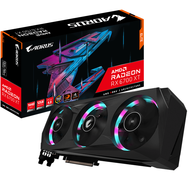 Відеокарта GIGABYTE AORUS Radeon RX 6700 XT ELITE 12G - Фото 1 Відеокарта GIGABYTE AORUS Radeon RX 6700 XT ELITE 12G - изображение 1