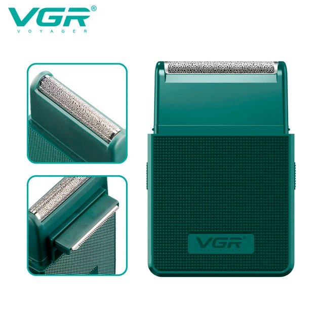 Аккумуляторная электробритва шейвер для бритья лица с USB VGR V-376 Pro Зеленый + Щеточка для очистки - Фото 2 Аккумуляторная электробритва шейвер для бритья лица с USB VGR V-376 Pro Зеленый + Щеточка для очистки - изображение 2