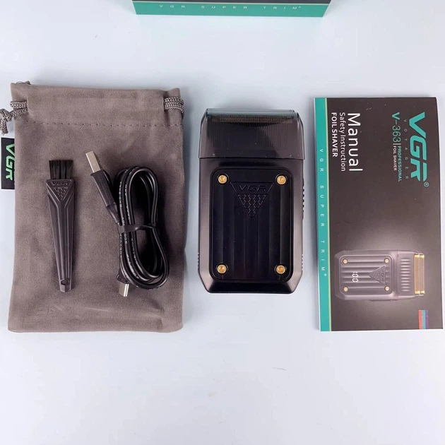 Аккумуляторная электробритва для бритья бороды и усов с USB VGR V-363 Pro Черный + Щеточка для чистки - изображение 8