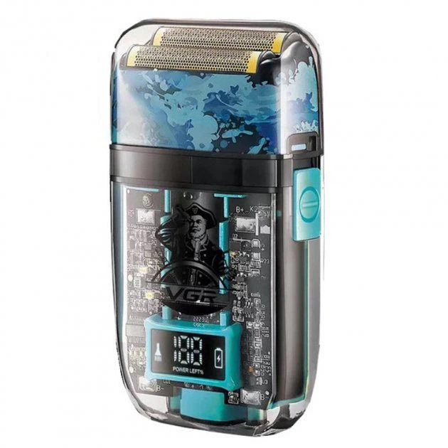 Аккумуляторная электробритва шейвер для бритья лица с USB и IPX5 VGR V-352 Pro Синий + Тканный чехол для хранения - изображение 2
