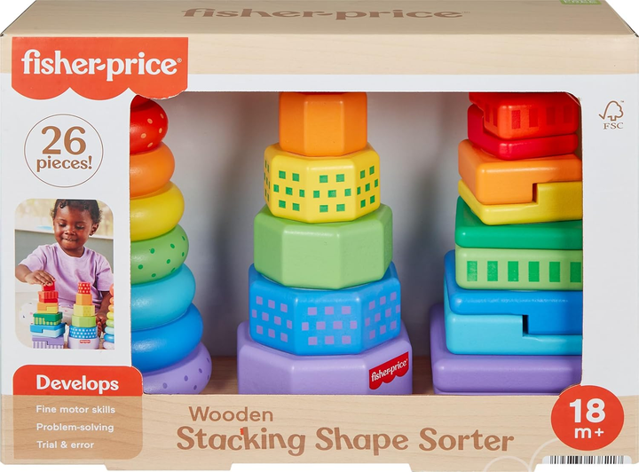 Zabawka Fisher-Price Wooden Stacking Shape Sorter HXT76 (0194735238217) - obraz 1