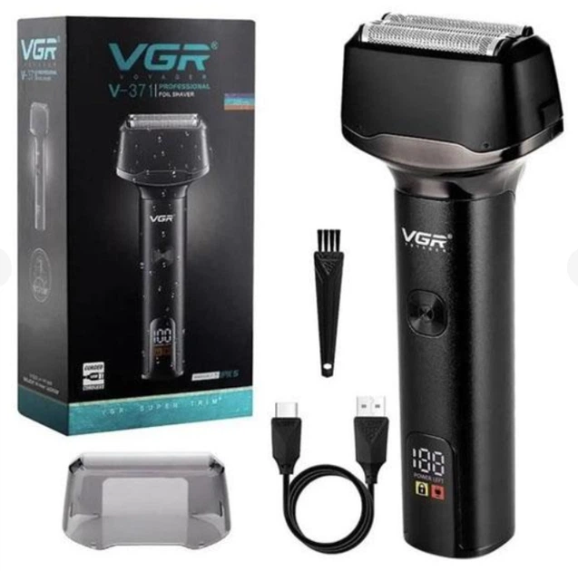 Аккумуляторная электробритва для бритья лица с USB и IPX5 VGR V-371 Pro Черный + Щеточка для очистки - Фото 8 Аккумуляторная электробритва для бритья лица с USB и IPX5 VGR V-371 Pro Черный + Щеточка для очистки - изображение 8