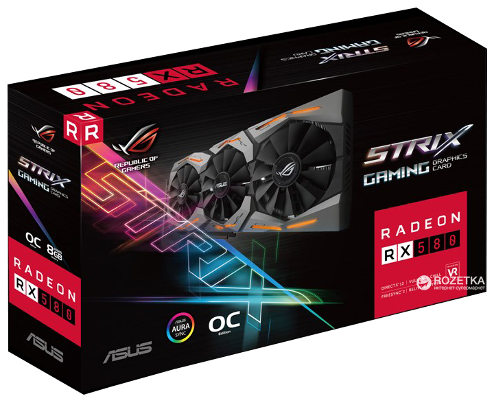 Видеокарта Asus PCI-Ex Radeon RX580 ROG Strix OC 8GB GDDR5