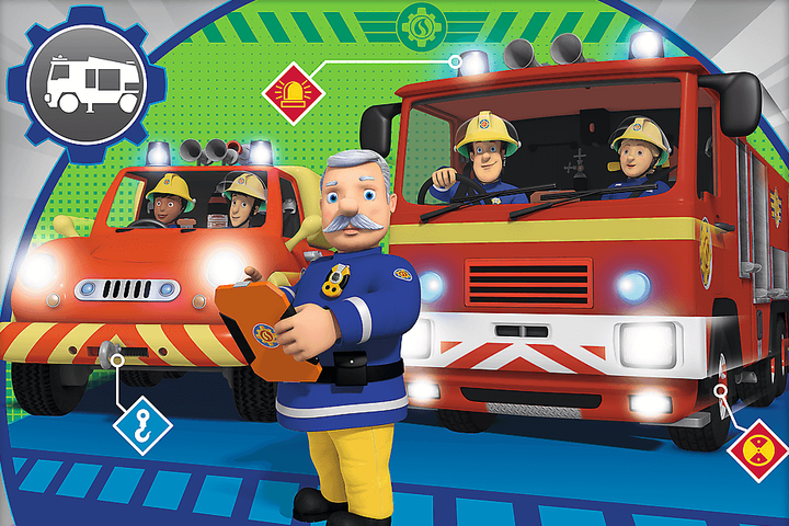 Пазли 4 в 1 Пожежник Сем та його команда. Prism A&D Fireman Sam (12,15,20,24 ел.) 34373 (Trefl) - зображення 5