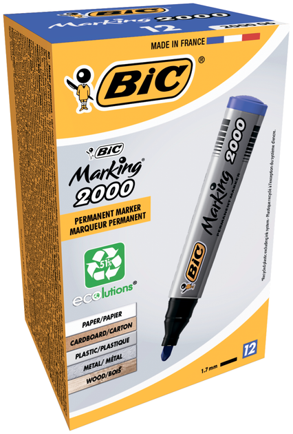 Маркер перманентный BiC на спиртовой основе 1.7 мм Синий (bc8209143) - изображение 2