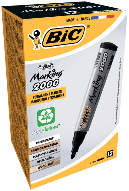 Маркер перманентный BiC на спиртовой основе 1.7 мм Черный (bc8209153) - изображение 2