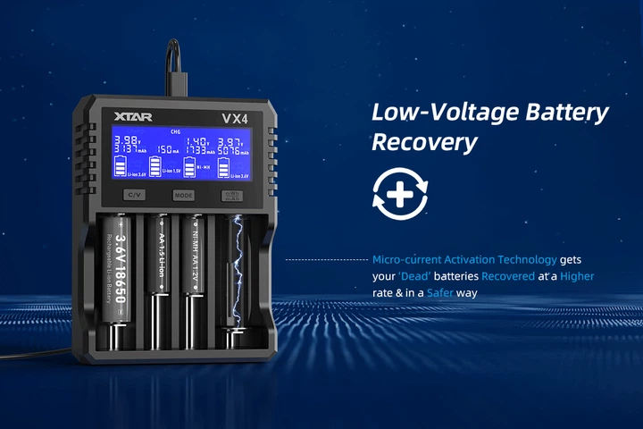 Универсальное ЗУ Xtar VX4, 4 канала, Li-1.5/Ni-Mh/Li-ion/LiFePO4, Test, QC/PD USB-C, LCD, Box - изображение 14