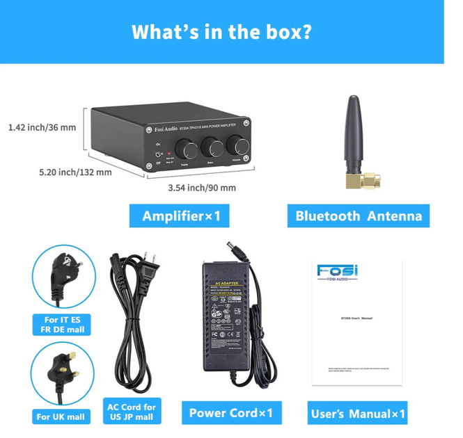 Усилитель звука Fosi Audio BT20A TPA3116 Bluetooth 5.0 AUX 2x100W White Б/У - изображение 4