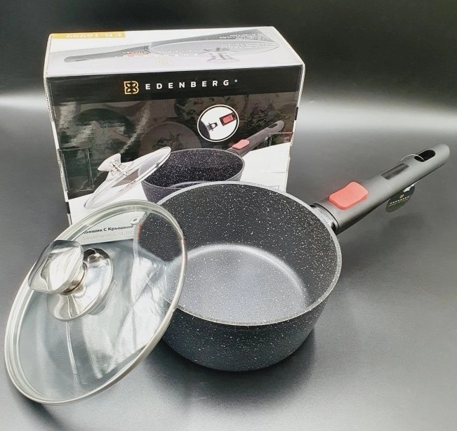 Ківшик 2,5 л (20 см) Edenberg EB-17000 з кришкою, антипригарне покриття, знімні ручки - зображення 2