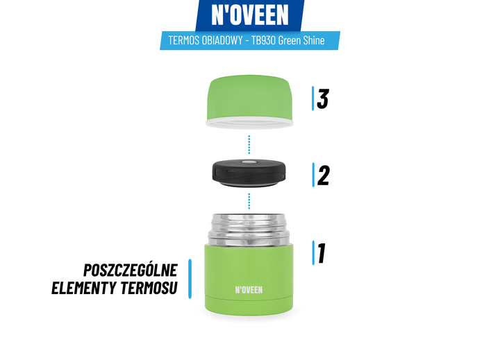 Термос обідній Noveen TB930 Зелений 470 мл (5902221622953) - зображення 3