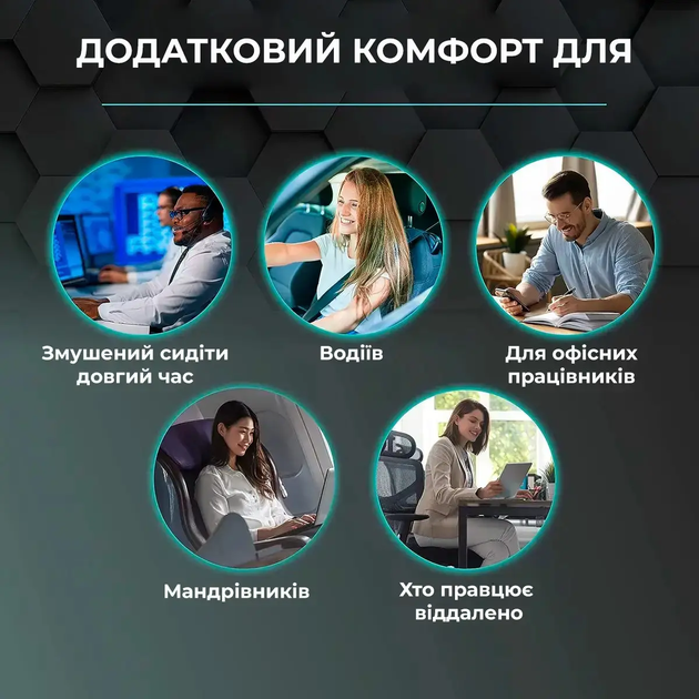 Подушка ортопедическая для поясницы на кресло с карманом пеной памяти ремнями для крепления 35x30x12 см (479518-Prob) - Фото 8 Подушка ортопедическая для поясницы на кресло с карманом пеной памяти ремнями для крепления 35x30x12 см (479518-Prob) - изображение 8