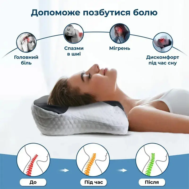 Подушка анатомическая охлаждающая с пеной памяти местом для рук съемным чехлом гипоаллергенный материал 52x34x15 см (479519-Prob) - Фото 7 Подушка анатомическая охлаждающая с пеной памяти местом для рук съемным чехлом гипоаллергенный материал 52x34x15 см (479519-Prob) - изображение 7