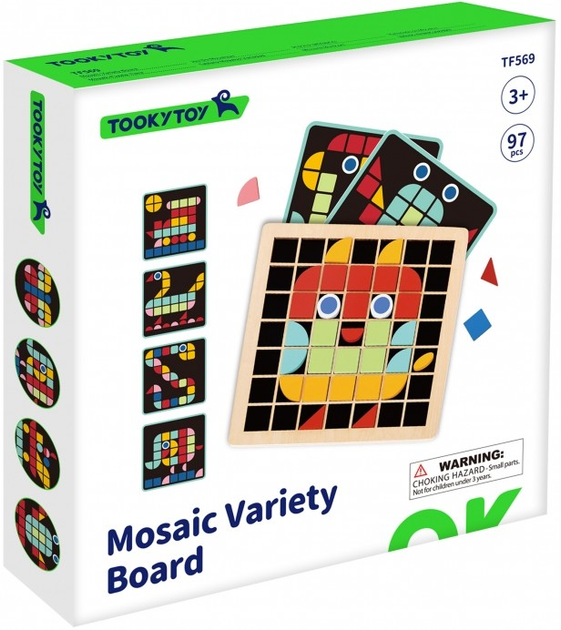 Мозаїка Tooky Toy Дерев'яна Монтессорі (6972633371366) - зображення 3