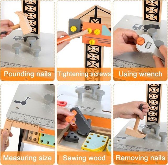 Zestaw do gry EcoToys Drewniany warsztat dla dzieci TL812003 (5905817003877) - obraz 8