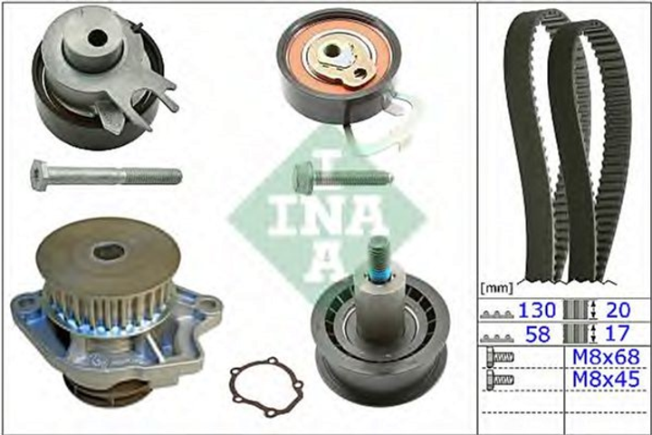 Комплект ременя ГРМ з помпою Ina VW Caddy III 1.4i 06-10 (530 0538 30) - зображення 1