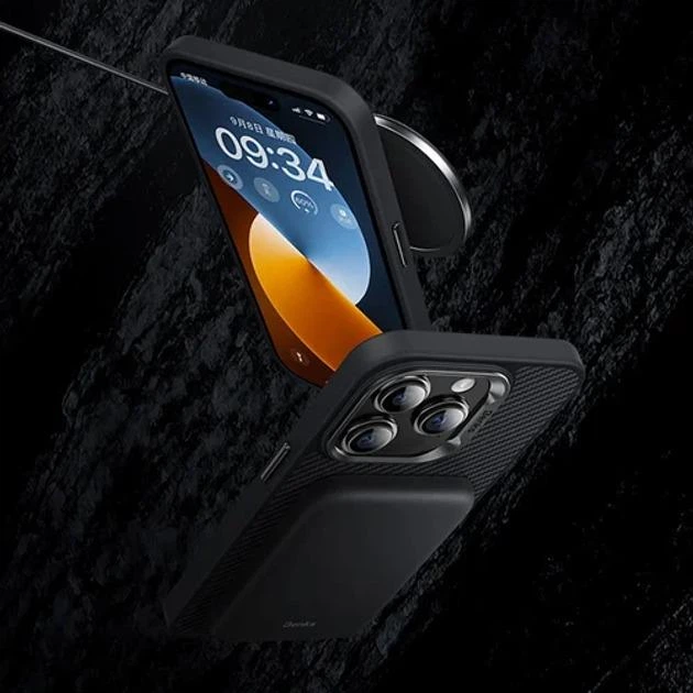 Чохол карбоновий Benks Premium Case Armor Tint Kevlar Case Carbon Slim (1000D) with MagSafe для Apple iPhone 16 Pro Black - зображення 3