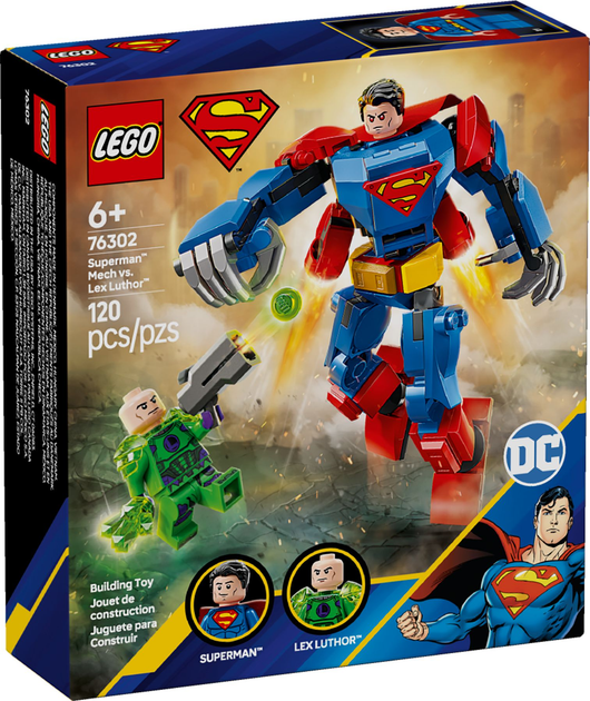 Zestaw klocków LEGO Super Heroes DC Mech Supermana kontra Lex Luthor 120 elementów (76302) - obraz 1