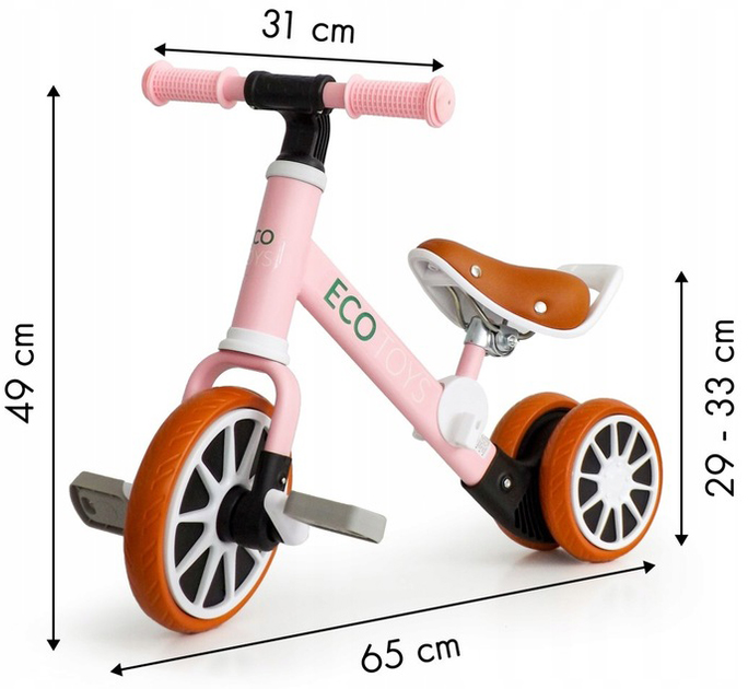 Біговел-EcoToys 2 в 1 рожевий (LC-V1307 PINK) (5903089068280) - зображення 7