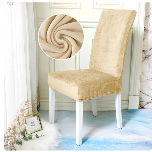 Вельветовый чехол для стула Diana Textile Velvet 48x55 см Кремовый - изображение 2