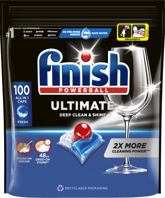 Набір засобів для миття посуду в посудомийних машинах FINISH Ultimate All in 1 100 капсул + 100 капсул (5908252012091/5908252012091) - зображення 2