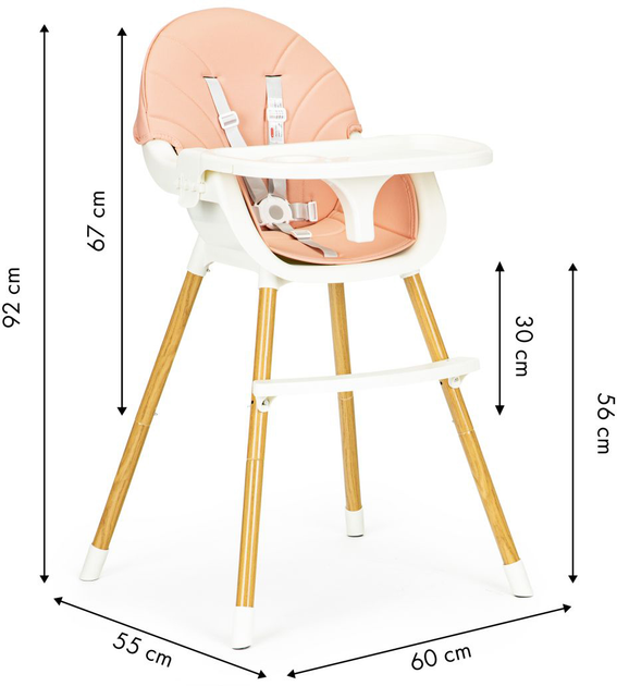 Fotelik krzesełko do karmienia EcoToys 2 w 1 różowe (HA-004 PINK) (5903769972203) - obraz 9